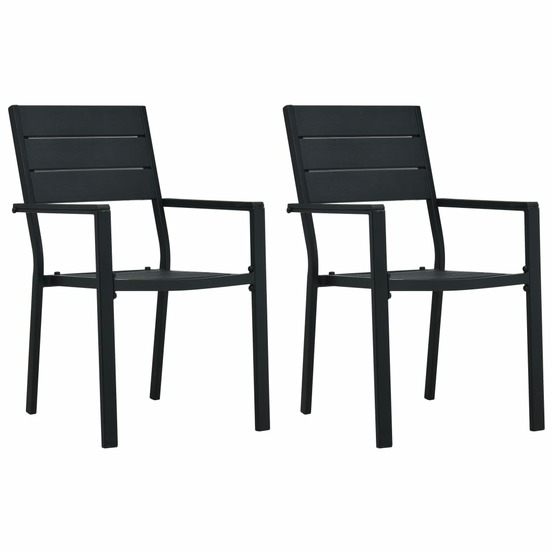 Chaises de jardin lot de 2 noir pehd aspect de bois