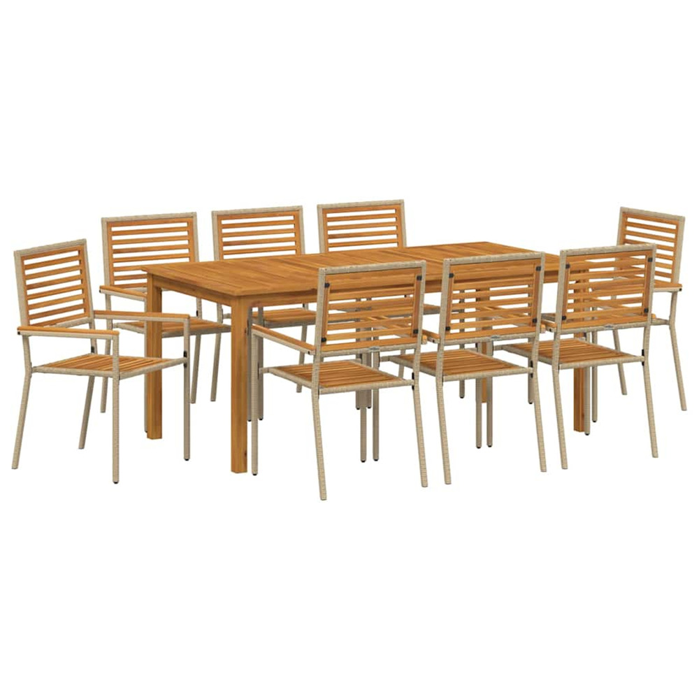 Ensemble de salle à manger pour jardin 9 pcs beige