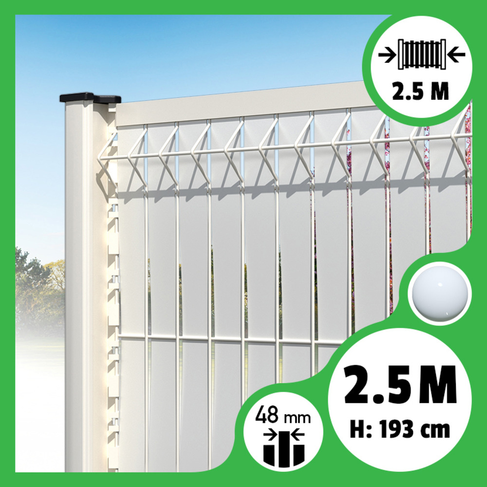 Brise-vue lattes aluminium n55 - blanc - 193 cm, 2,50 mètres