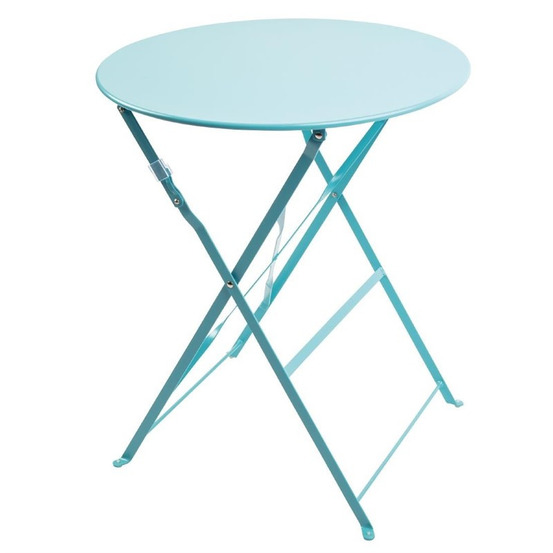 Table de terrasse bleu turquoise en acier ronde 600 mm - bolero