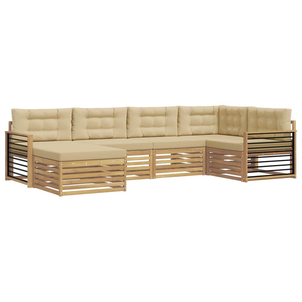 Ensemble de canapés d'extérieur 6 pc blanc et beige polyester