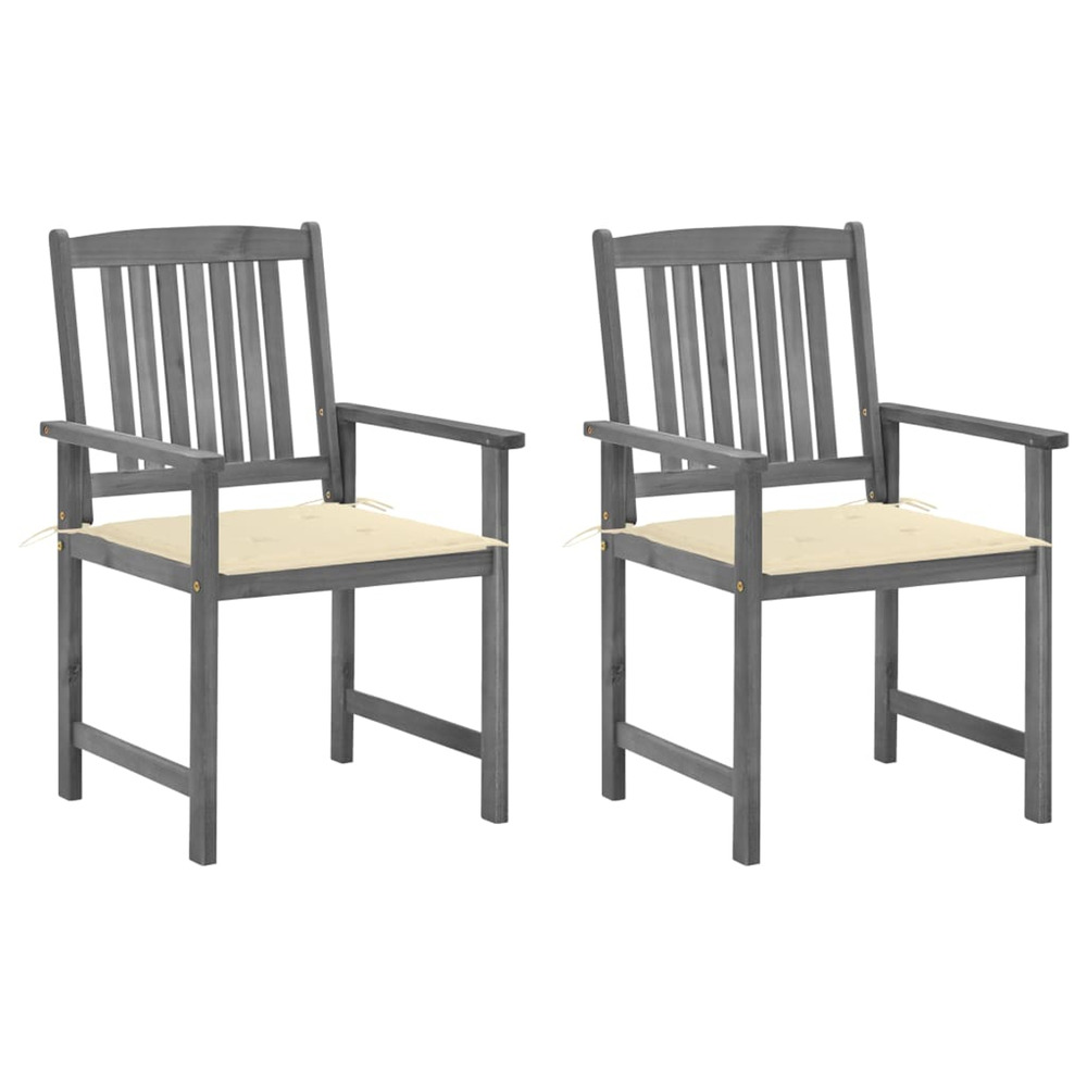 Chaises de jardin et coussins lot de 2 gris bois acacia massif