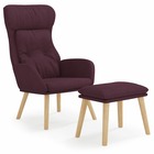 Chaise de relaxation avec repose-pied violet tissu