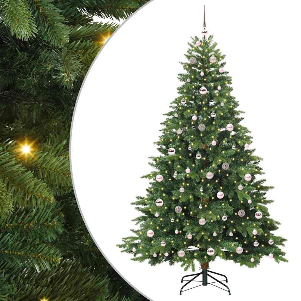Sapin de noël artificiel avec 300 led vert 210 cm pe et pvc