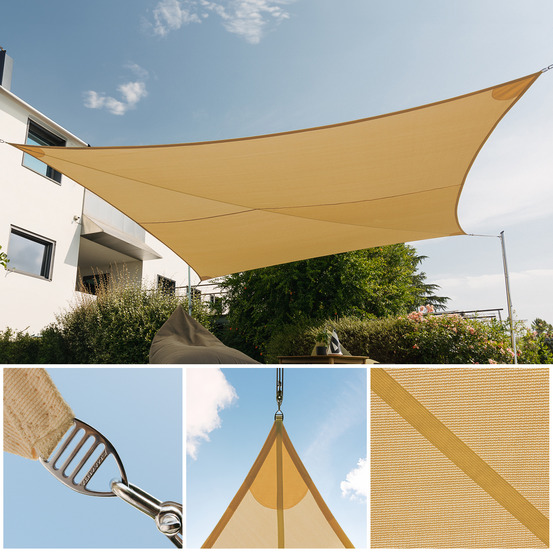 Voiles d'ombrage ajourées rectangulaire 3 x 5 beige, ez breez