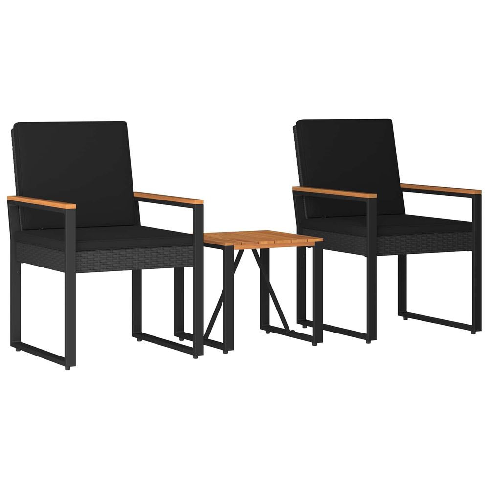 Ensemble de meubles d'extérieur 3 pc noir polyrotin