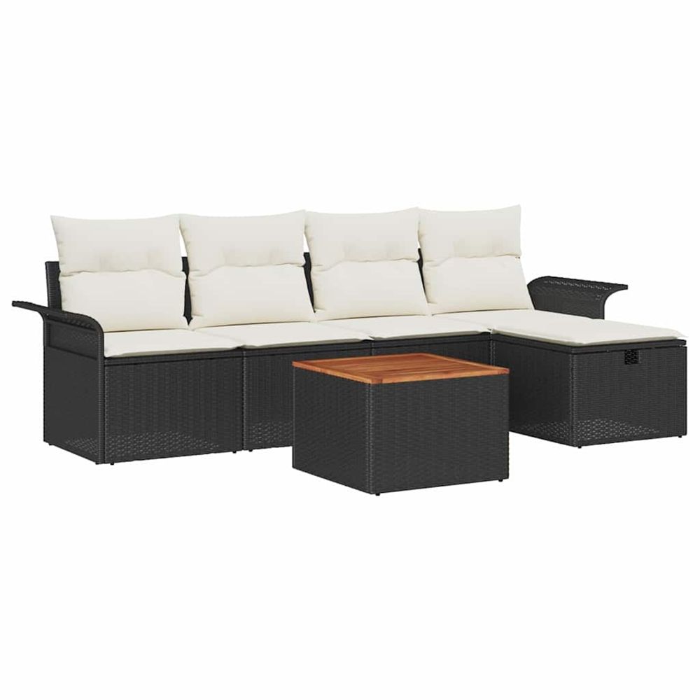 Ensemble de canapé de jardin 6 pc noir polyrotin