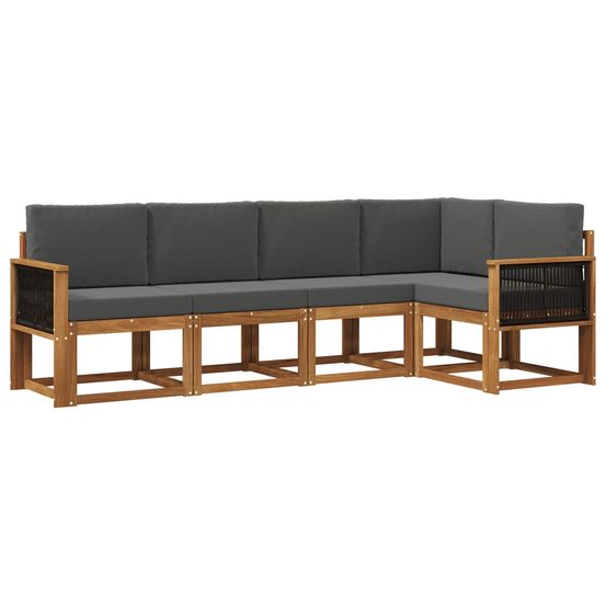 Ensemble de canapés d'extérieur 5 pc naturel et anthracite
