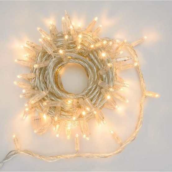 Guirlande lumineuse 10m extensible 96 led blanc chaud 8 programmes cable transparent 24v lotti