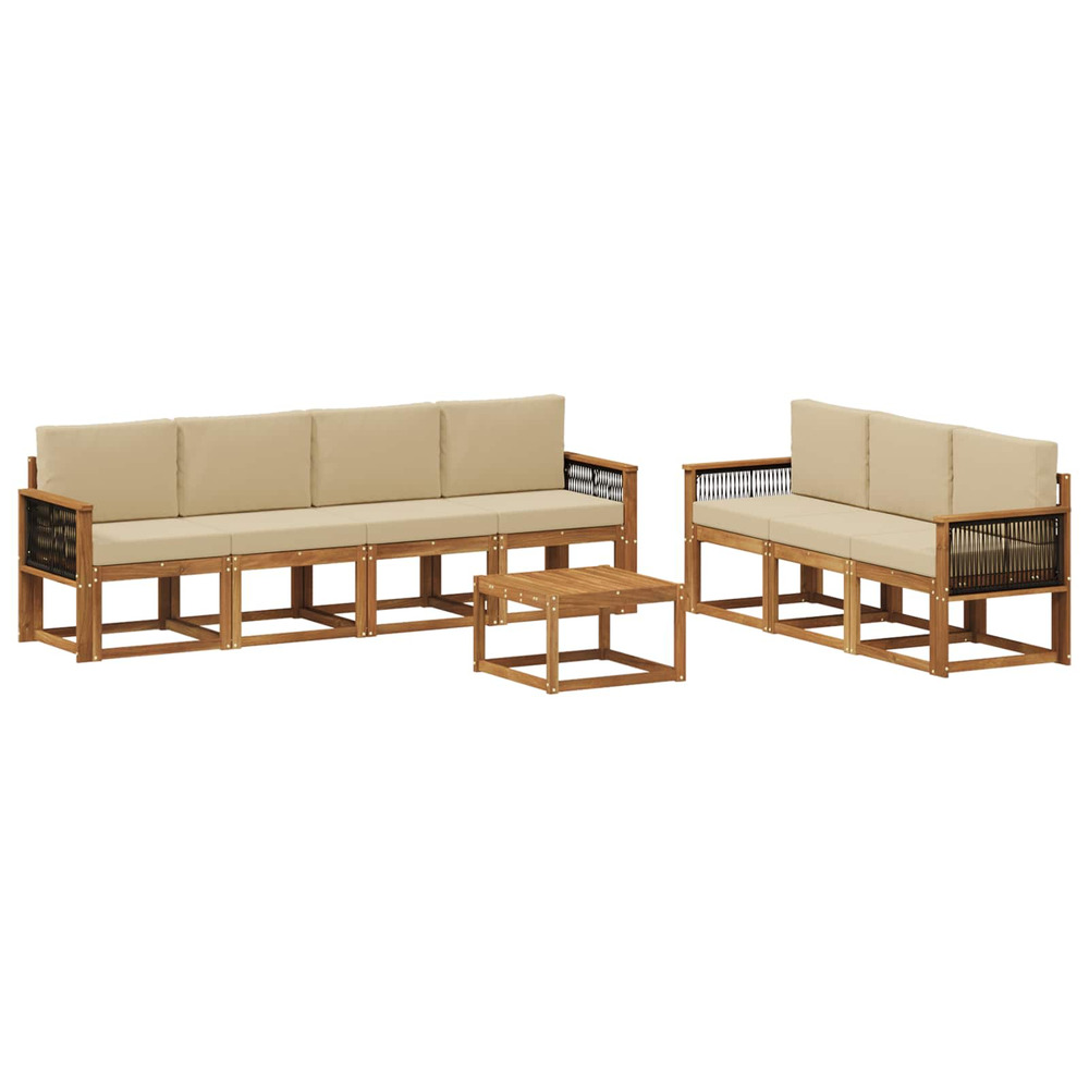 Ensemble de canapés d'extérieur avec coussin 7 pcs naturel