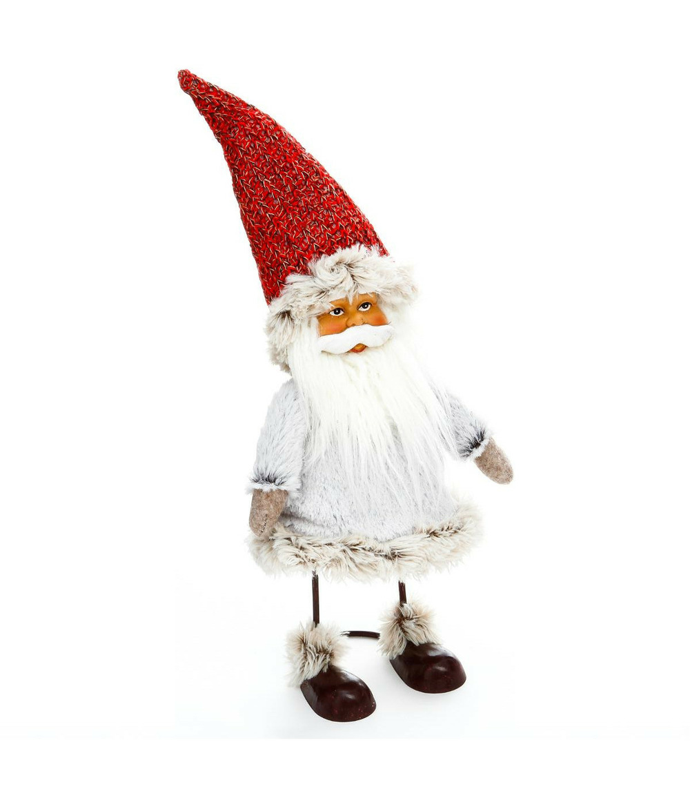 Déco de noël personnage à ressort en métal et textile h 35 cm