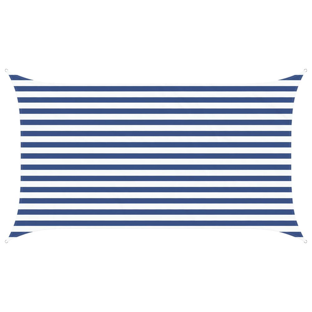 Voile d'ombre bleu et blanc 2 x 3,5 m 100 % polyester oxford