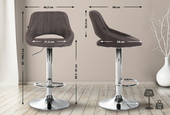 Tabouret de bar milet tissu chromé