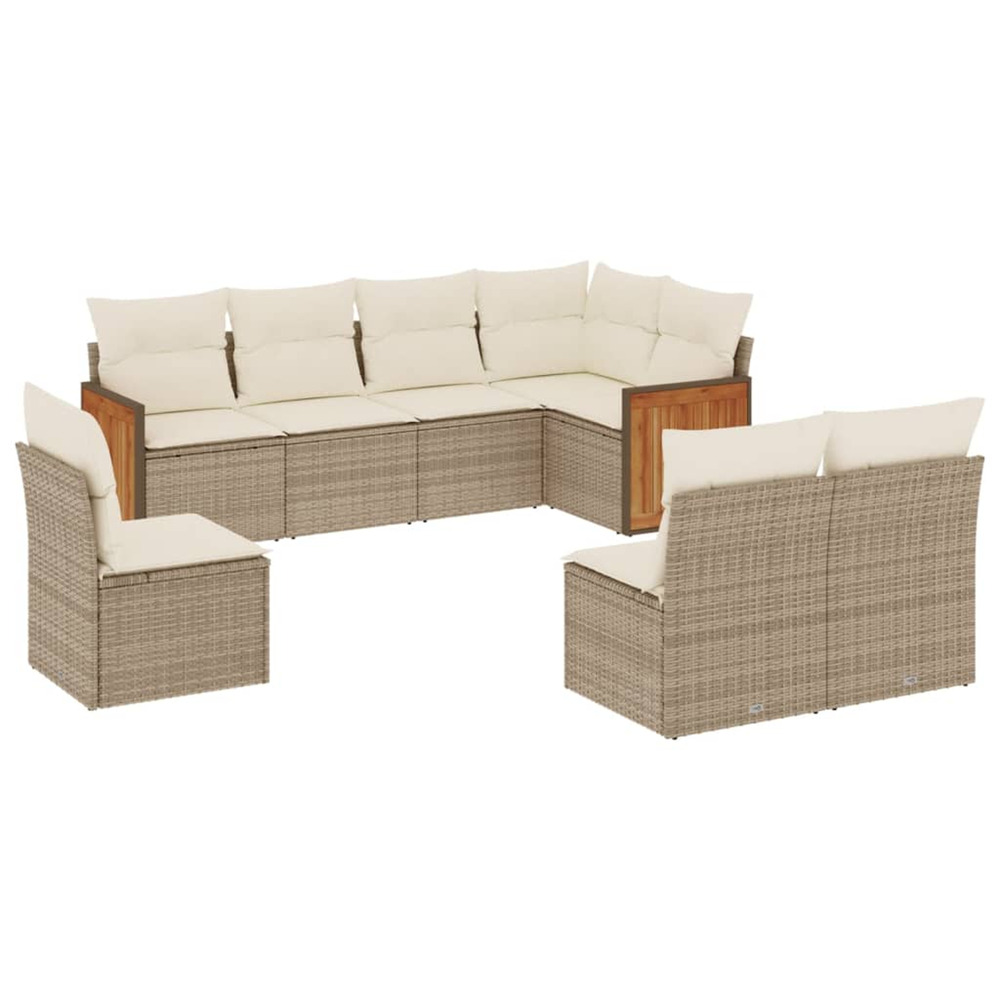 Salon de jardin avec coussins 8 pcs beige résine tressée