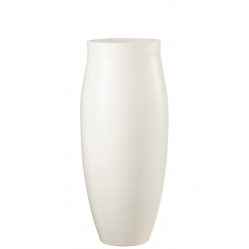 Vase long en céramique blanc 24x24x57 cm