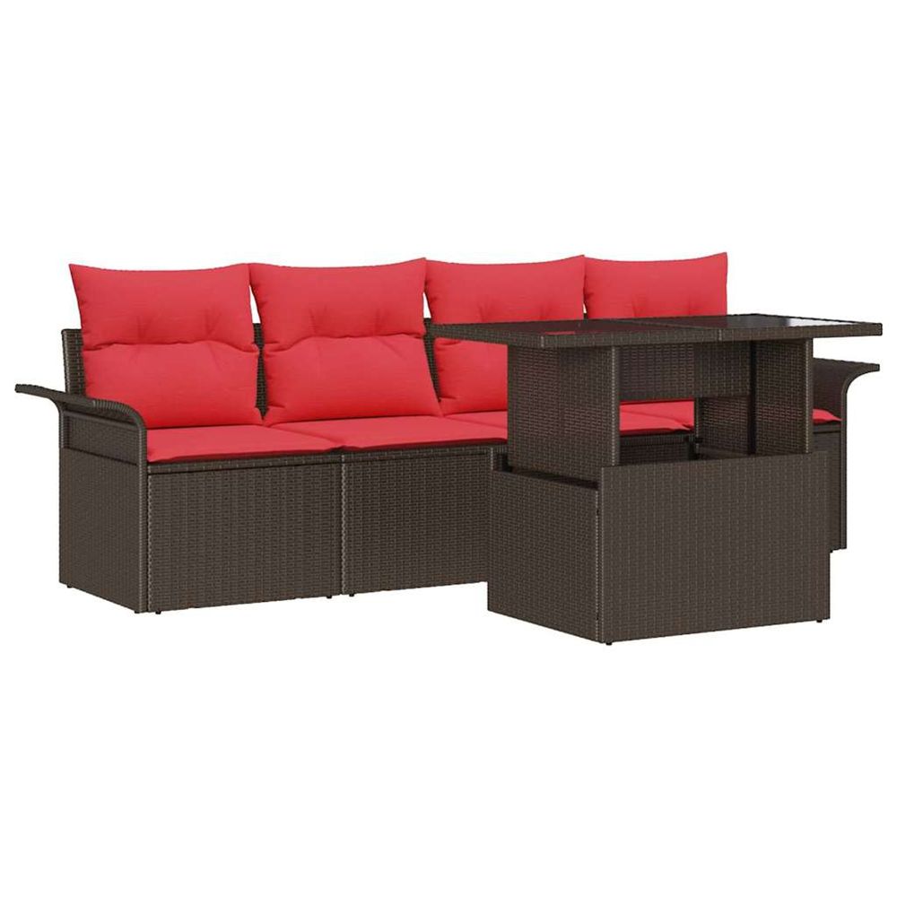 Ensemble de canapé de jardin 5 pc marron