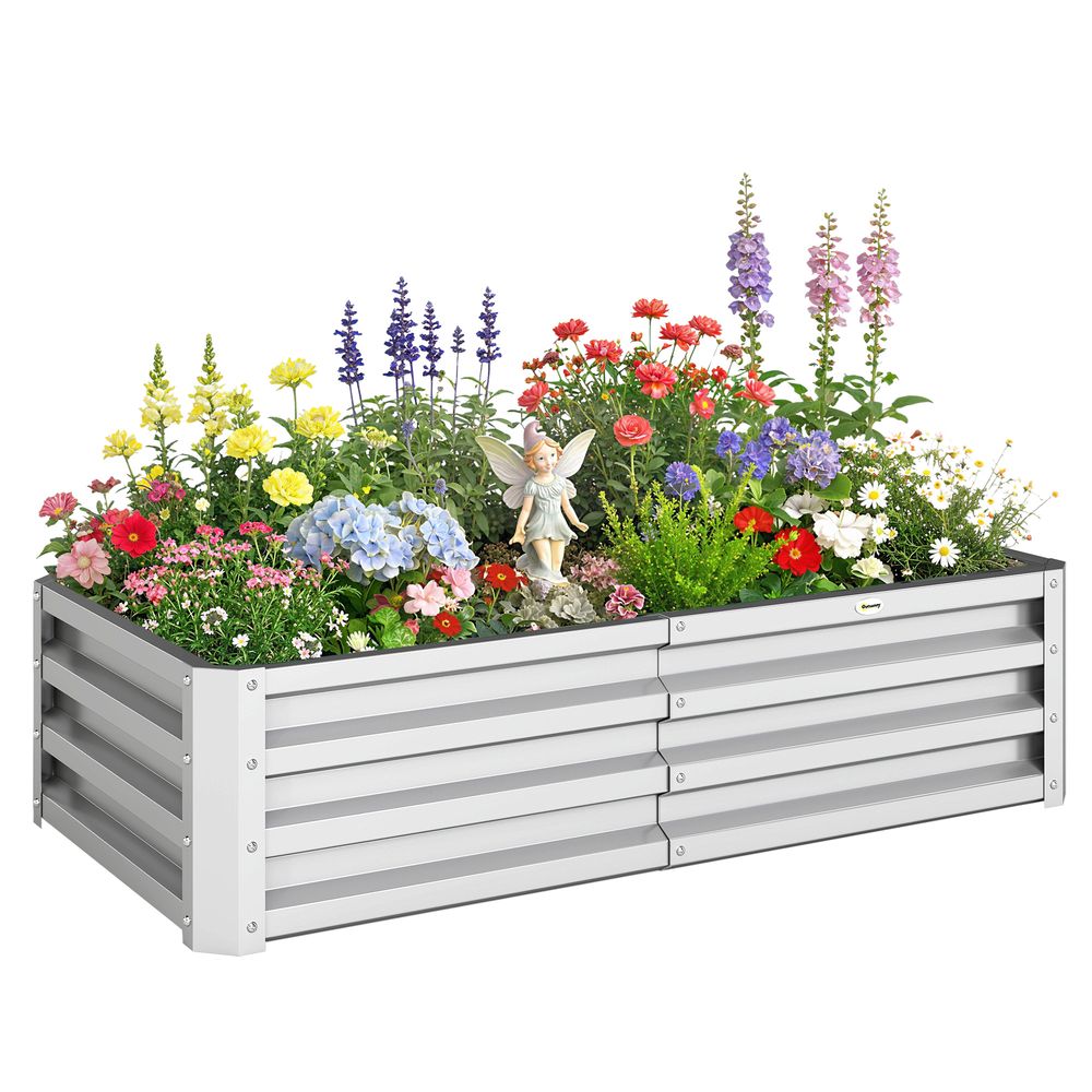 Carré potager acier galvanisé pour jardin croissance optimisée 120x60cm argent