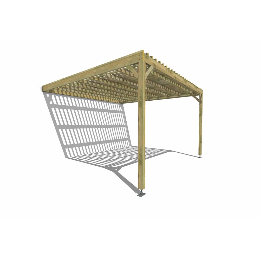 Pergola bois • 4m x 4m • adossée • sens largeur • lattage bois • livraison comprise