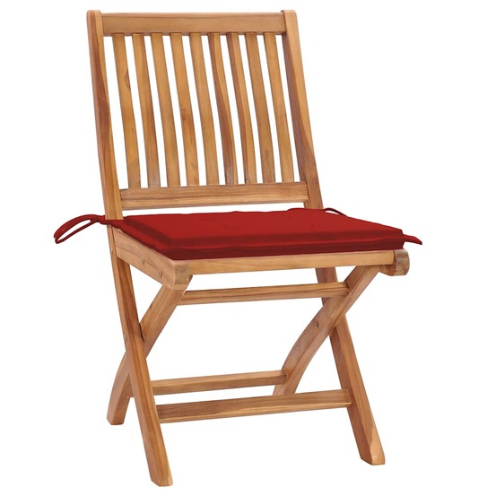 Chaises pliables de jardin avec coussins lot de 4 teck solide