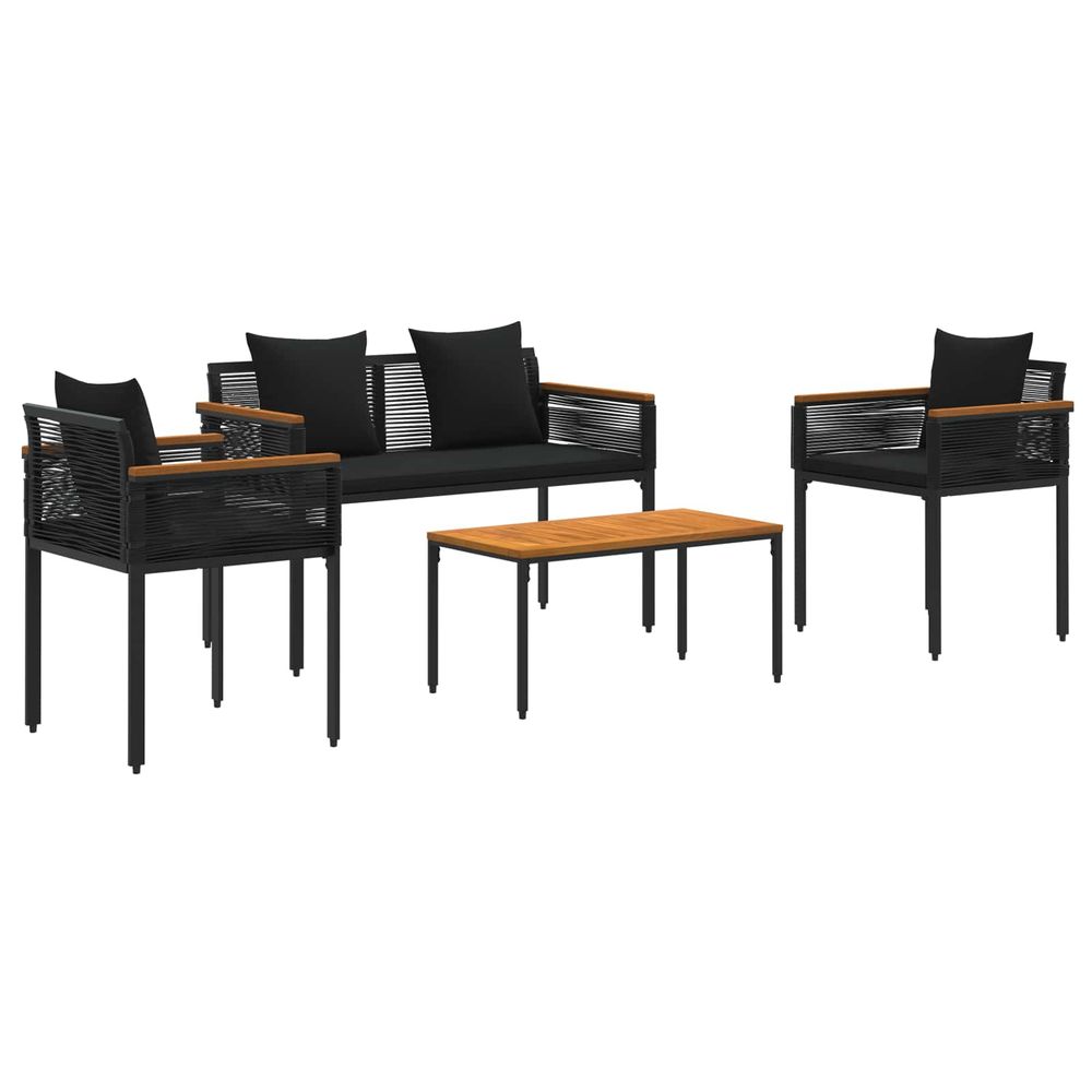 Ensemble de meubles d'extérieur 4 pc noir polyrotin