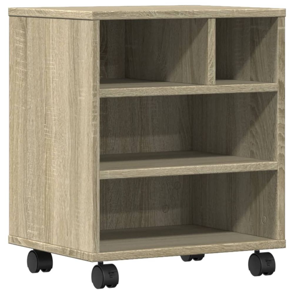Support d'imprimante avec roulettes chêne sonoma 41x32x48 cm