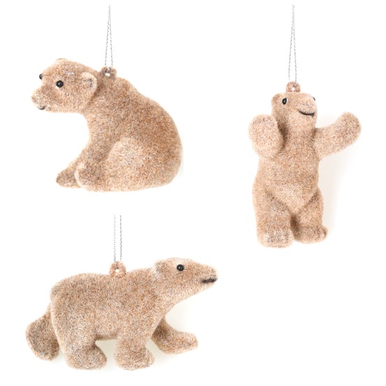 Set de deux ours à suspendre modèles assortis effet velours