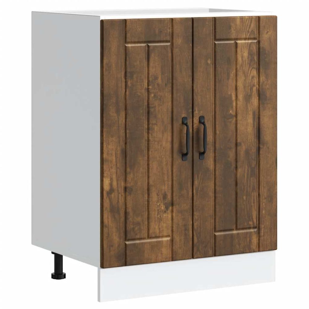 Meuble de base de lavabo lucca chêne fumé bois d'ingénierie