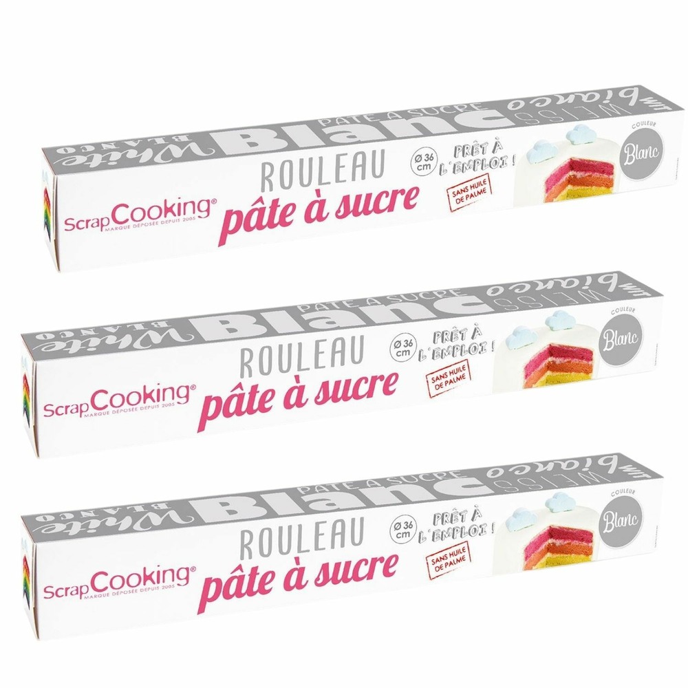 3 rouleaux de pâte à sucre blanche ø 36 cm