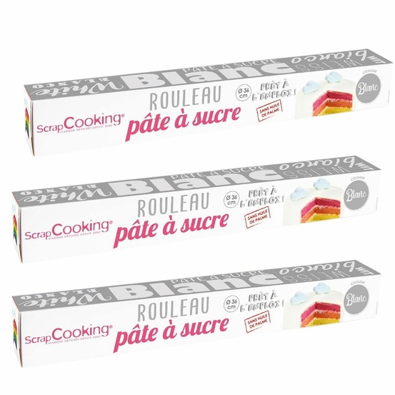 3 rouleaux de pâte à sucre blanche ø 36 cm