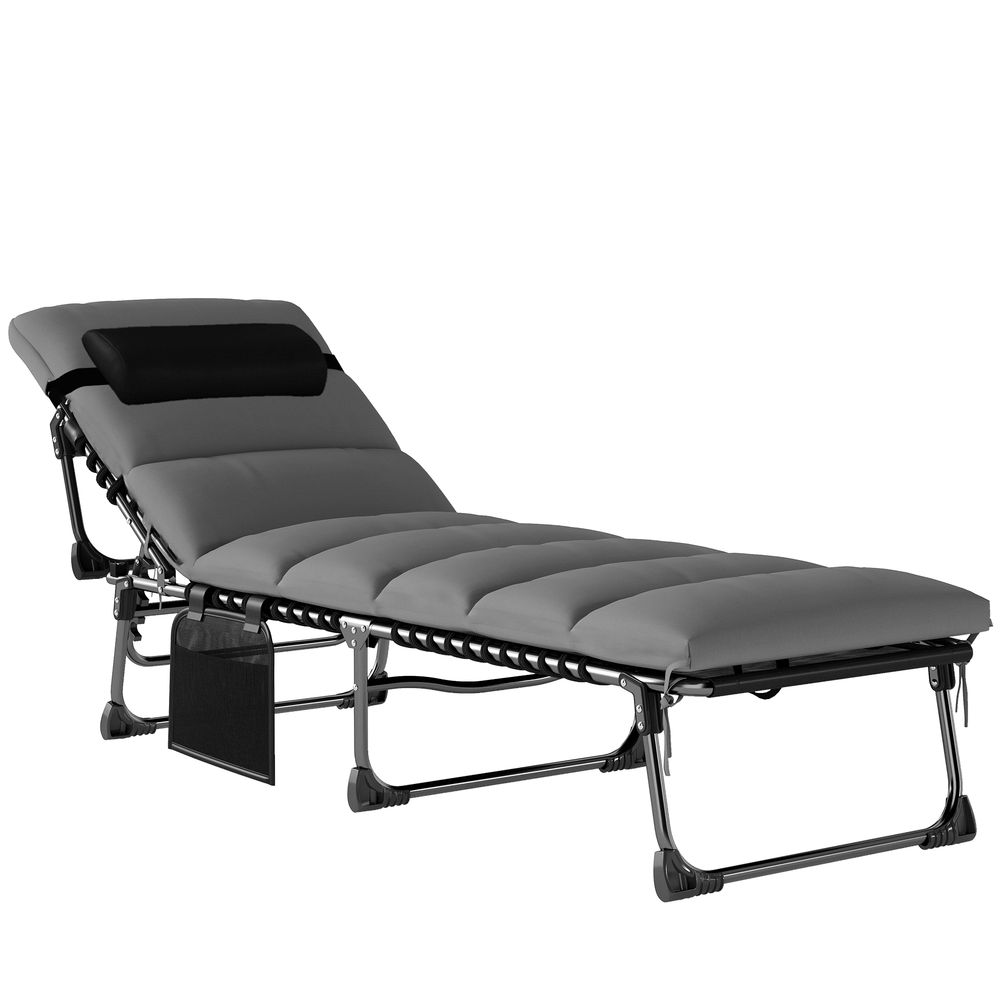 Bain de soleil pliable acier épais matelas fournis gris foncé