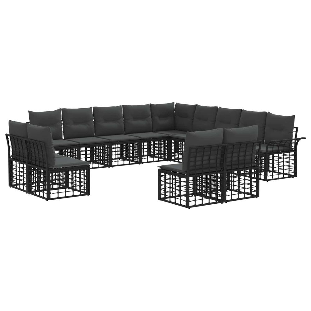 Ensemble de canapés d'extérieur 13 pc noir et gris foncé