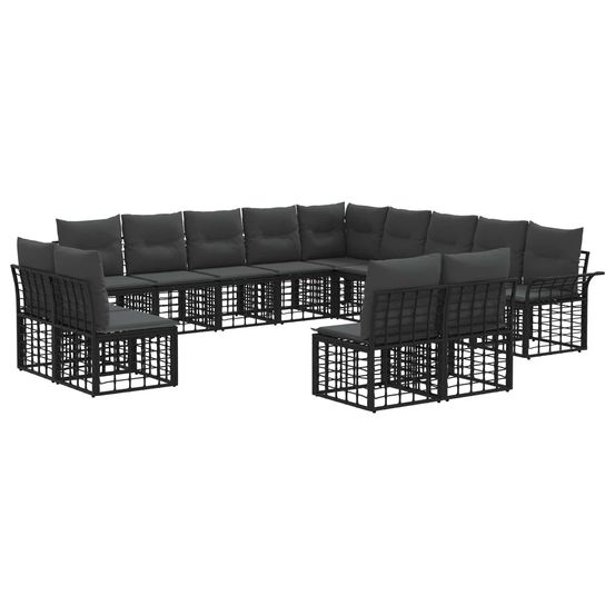 Ensemble de canapés d'extérieur 13 pc noir et gris foncé