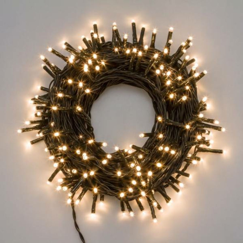 Guirlande lumineuse 17m 240 miniled blanc chaud 8 jeux de lumière câble vert lotti