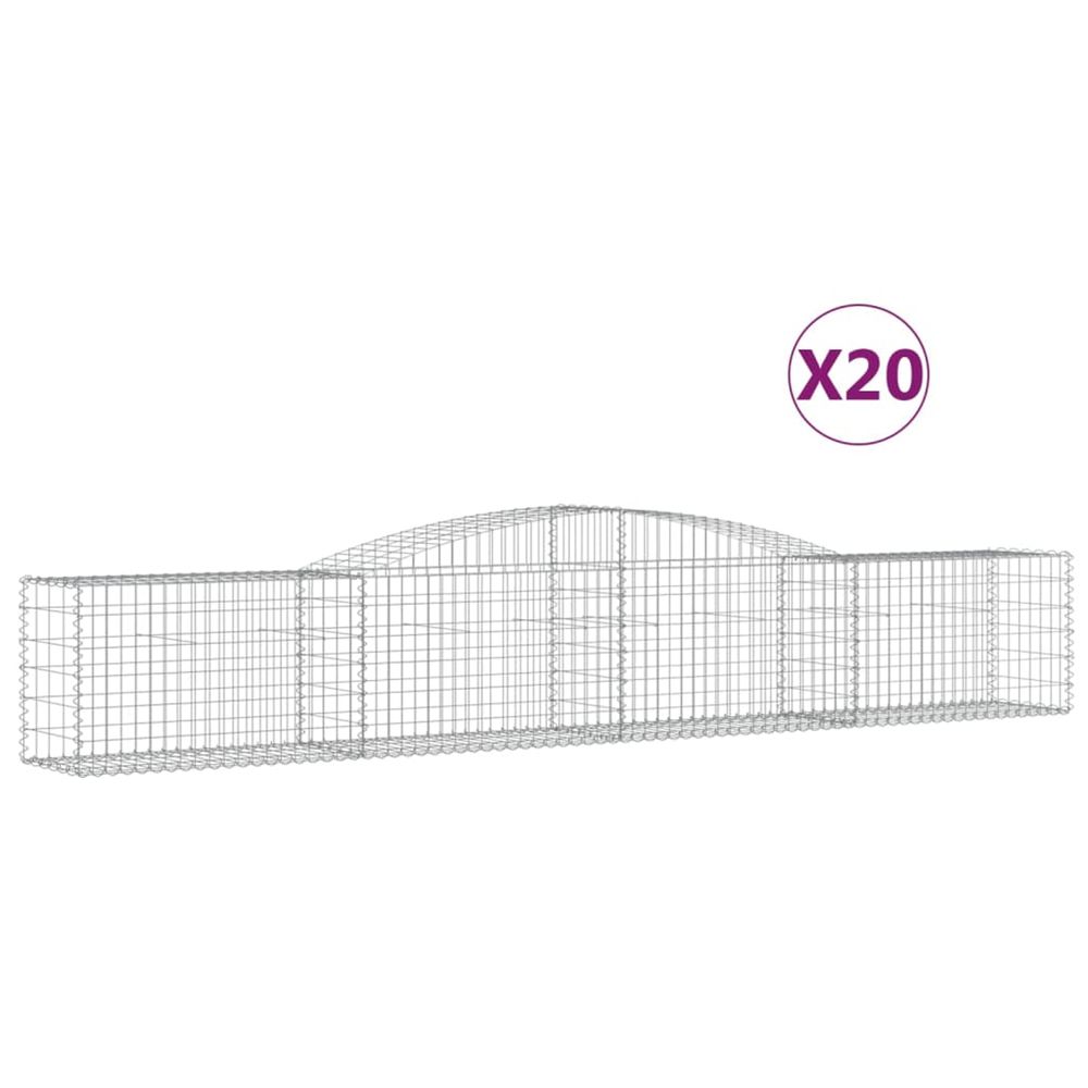 Paniers à gabions arqués 20 pcs 400x50x60/80 cm fer galvanisé