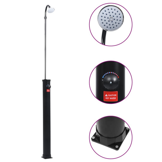 Douche solaire de jardin noir 215 cm 8 l