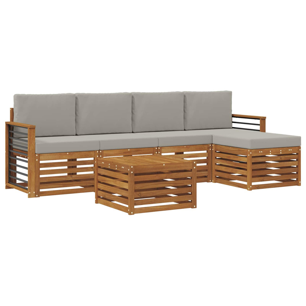 Ensembles de canapés avec coussin 6 pcs gris naturel et clair