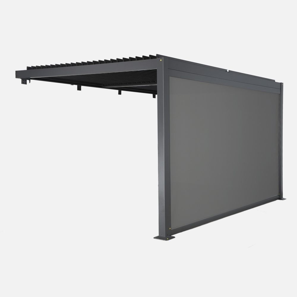 Pergola bioclimatique aluminium adossée 4x3m + 1 store 4m palace