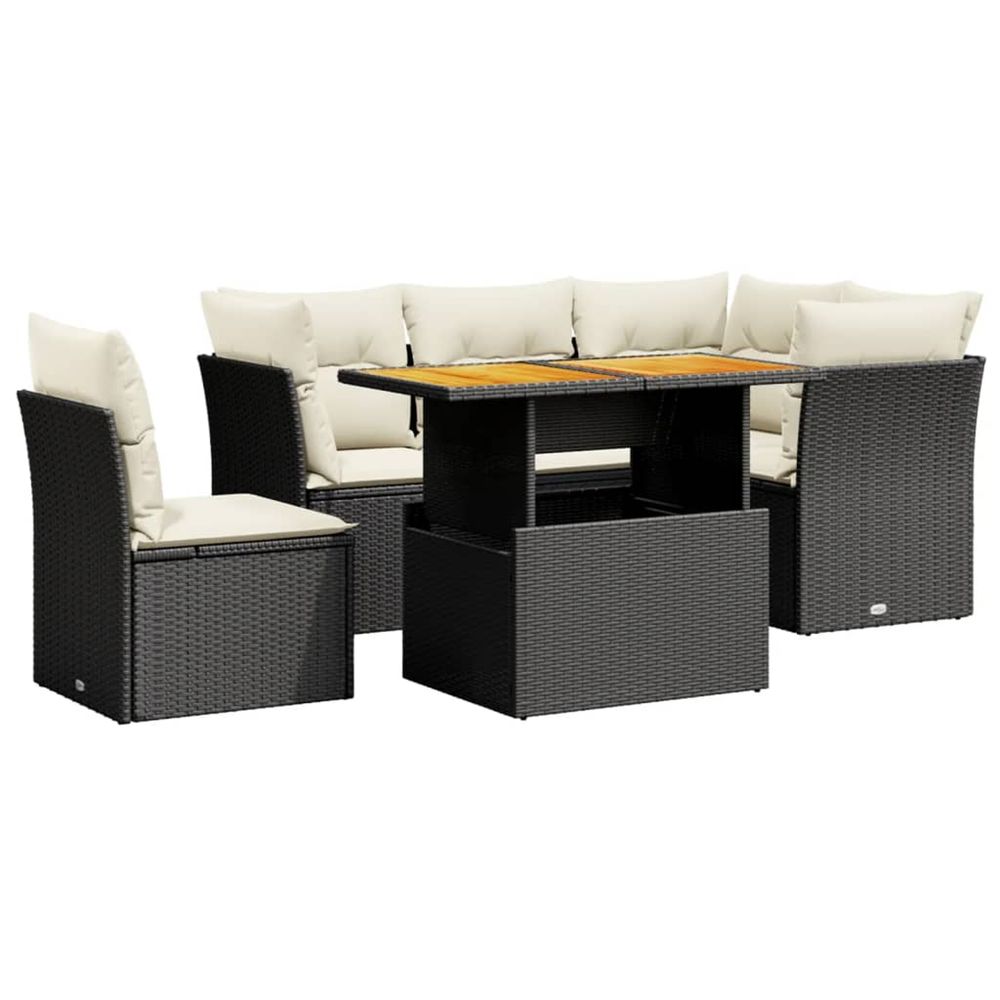 Salon de jardin 5 pcs avec coussins noir résine tressée