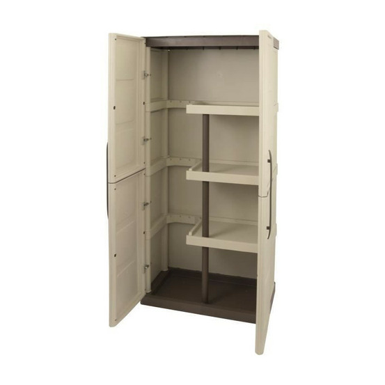 Tood armoire de rangement haute en resine 3 tablettes avec porte balai