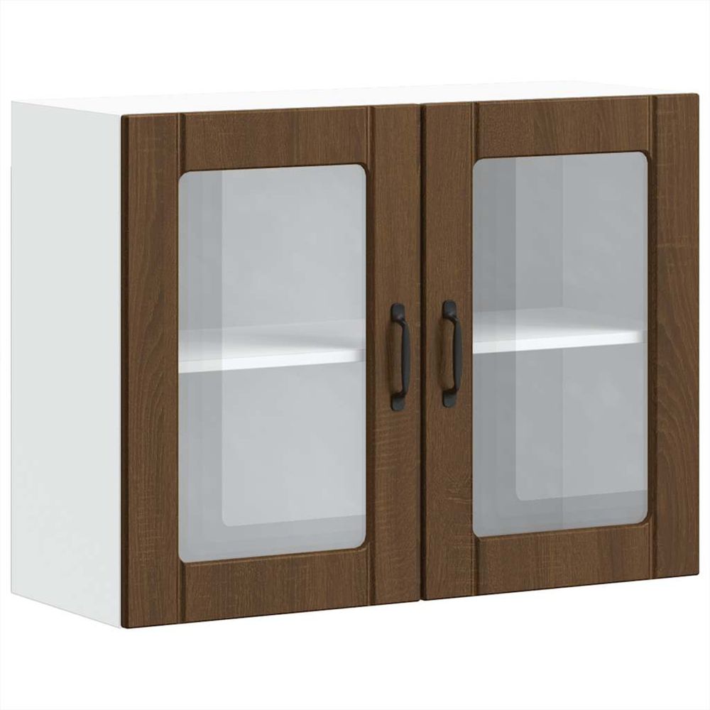 Armoire murale de cuisine et porte en verre lucca chêne marron