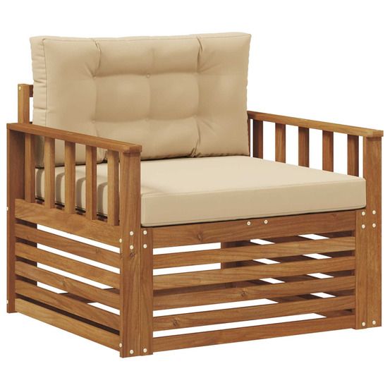 Canapé d’extérieur bois d'acacia massif et polyester