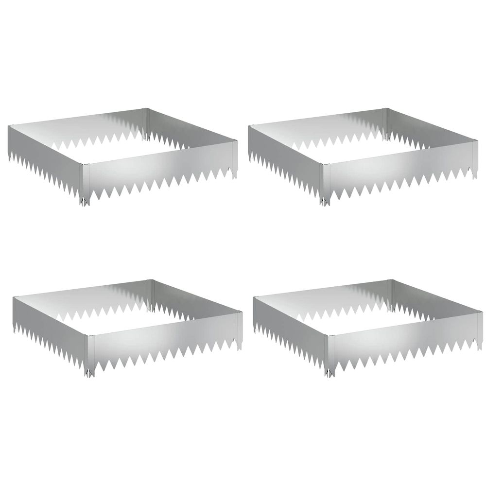 Bordure de pelouse 4 pc 100 x 100 x 20 cm acier argenté