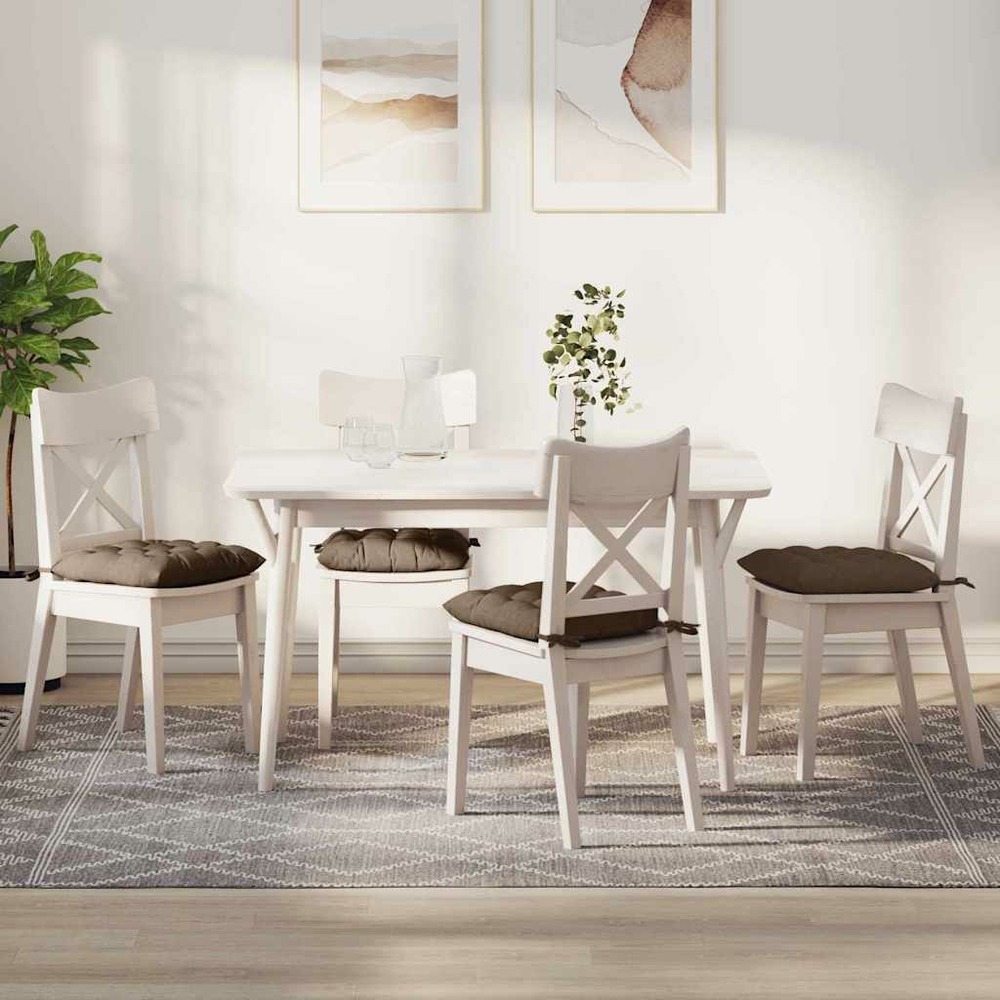 Coussins de siège 4 pcs marron 40 x 40 x 6 cm tissu