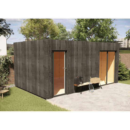 Studio jardin location saisonnière en bois 5,5 x 3,5 x 2,7 m avec plancher isolé / menuiseries alu k-line