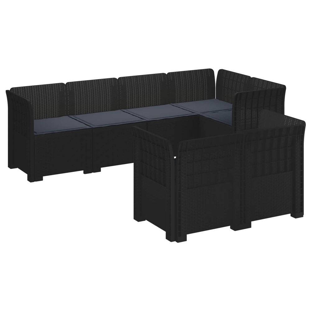 Canapé de jardin 7 places avec coussins look rattan pp