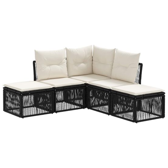 Ensemble de canapé de jardin 5 pc noir polyrotin