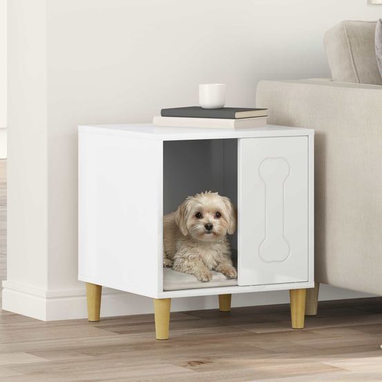 Maisonnette chien bois ingénierie finition glossy blanc brillant
