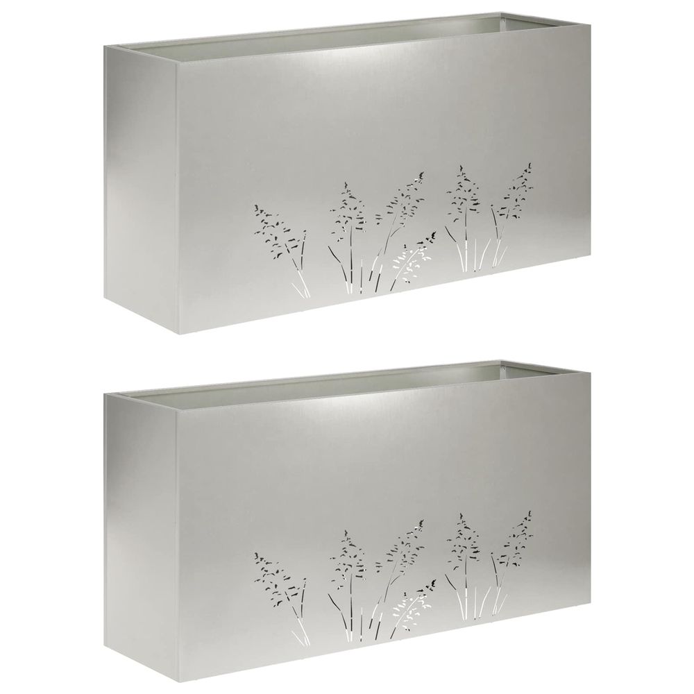 Cache-pot de jardin 2 pc argenté 100 x 20 x 49 cm