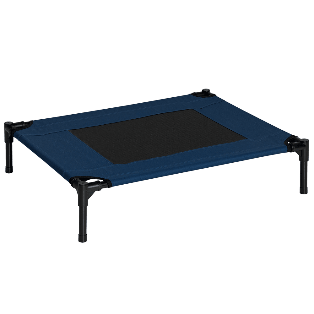 Lit de camp surélevé métal pour chien et chat couchage rafraîchissant 76cm bleu marine - comfortxl outdoor living
