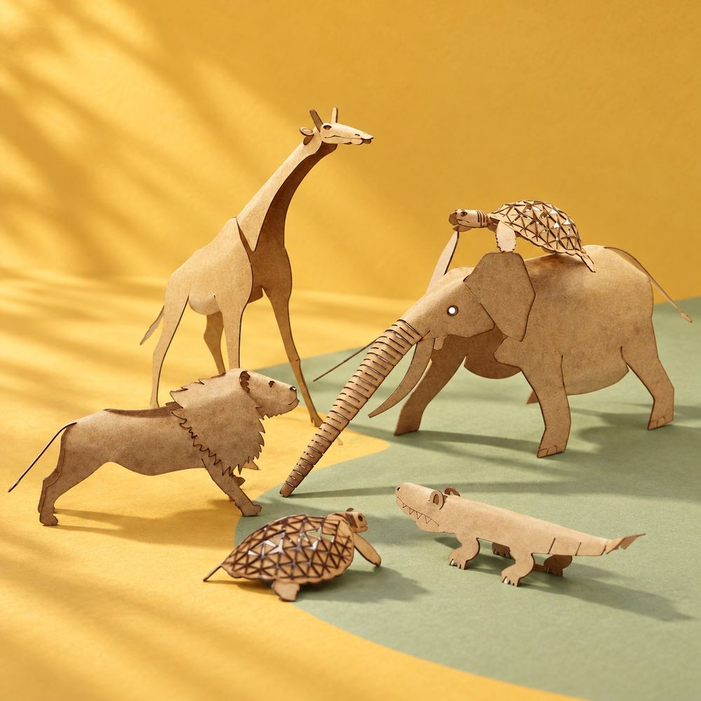 Kit de pliage en bois – 9 animaux de la savane | safari